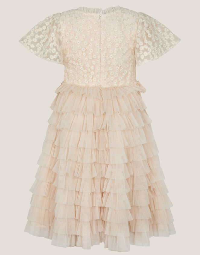 Taylor Daisy Embroidered Party Dress, White (WARM IVORY), large