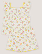 Rose Bud Print Short Pyjama Set, Ivory (IVORY), large