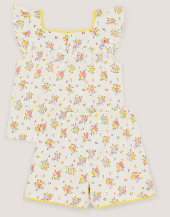 Rose Bud Print Short Pyjama Set, Ivory (IVORY), large