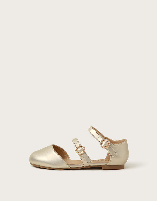 Two Strap Ballet Flats, Gold (GOLD), large