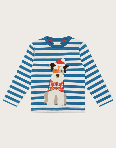 Long Sleeve Christmas Dog Stripe Top, Multi (MULTI), large