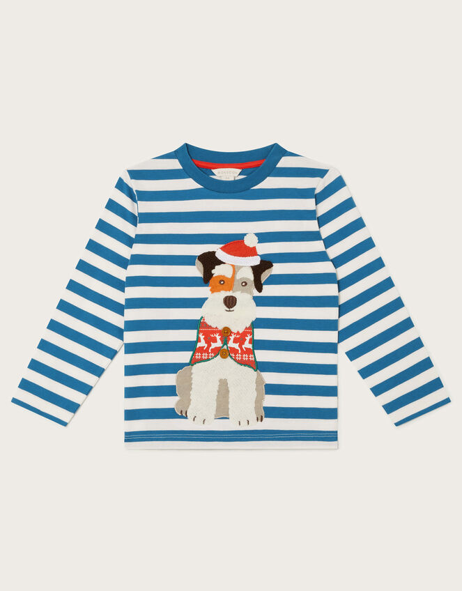 Long Sleeve Christmas Dog Stripe Top, Multi (MULTI), large