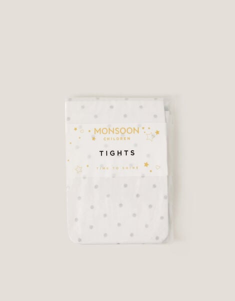 Glitter Spot Tights, Silver (SILVER), large