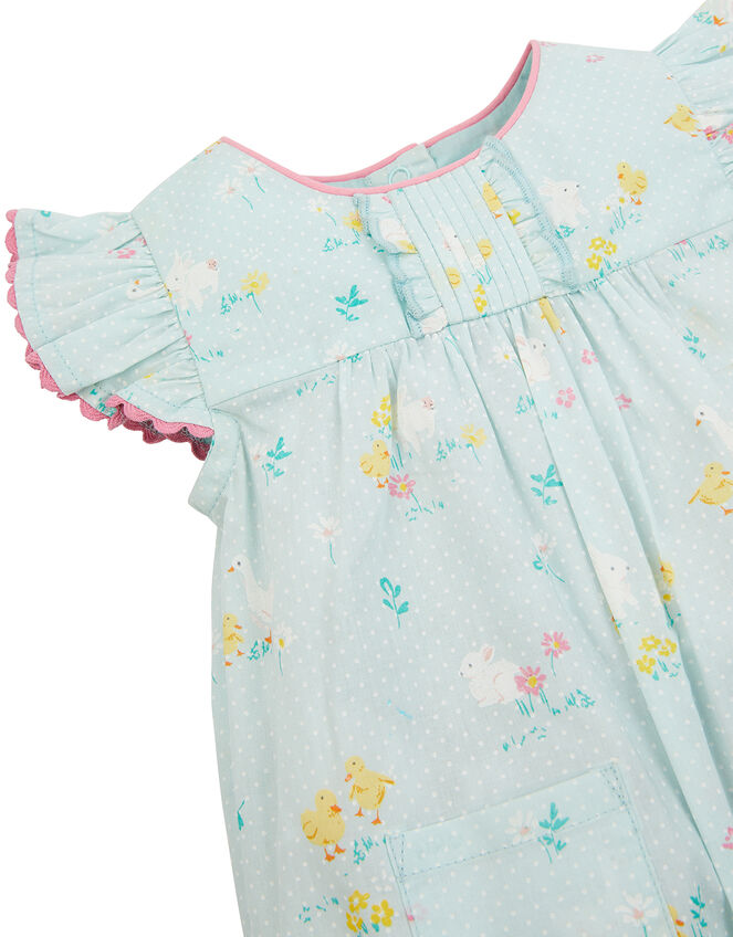 Newborn Chick Printed Romper , Blue (BLUE), large