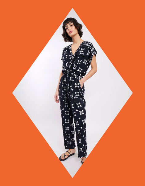 East Nimbus Print Jumpsuit, Black (BLACK), large