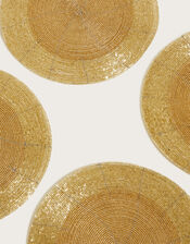 Beaded Placemats 4 Pack, Gold (GOLD), large