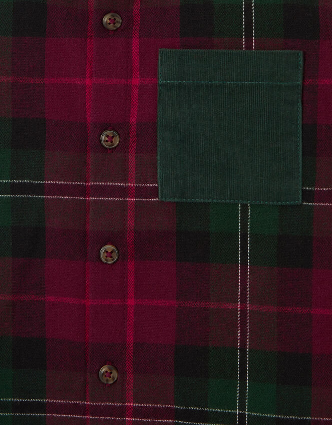 Check Print Cotton Christmas Shirt , Red (BURGUNDY), large