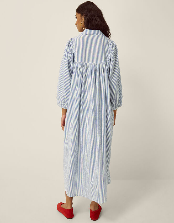 Callie Stripe Midi Shirt Dress, Blue (BLUE), large