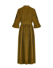 East Floral Embroidered Corduroy Maxi Dress, Green (GREEN), large