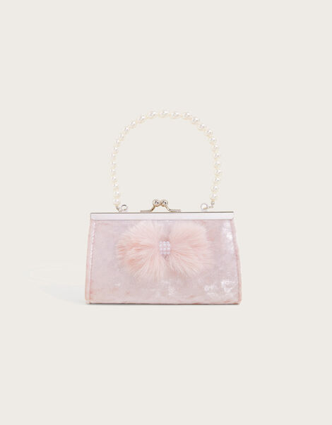 Velvet Fluffy Bow Mini Bag, , large
