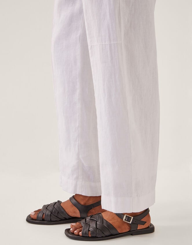 Jolie Short Linen Wide Leg Trousers, White (WHITE), large