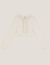 Pearl Fuzzy Cardigan, White (WHITE), large
