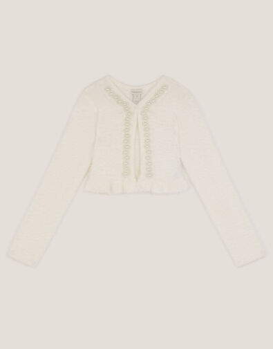 Pearl Fuzzy Cardigan, White (WHITE), large