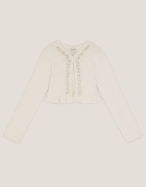 Pearl Fuzzy Cardigan, White (WHITE), large