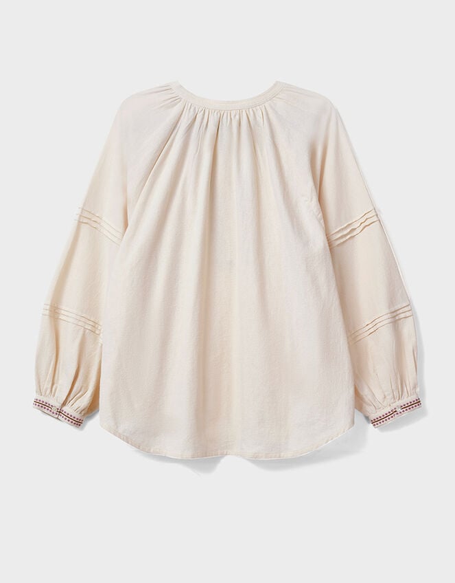 East Aralia Embroidered Cotton Blouse, Camel (BEIGE), large