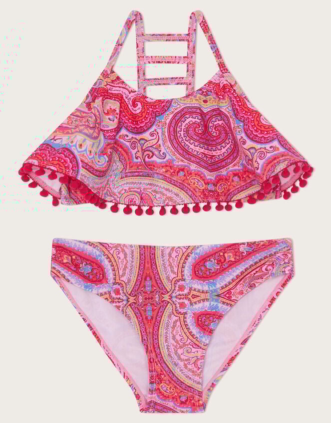 Paisley Frill Bikini Set, Orange (ORANGE), large