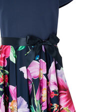 Floral Hanky Hem Dress, Blue (NAVY), large