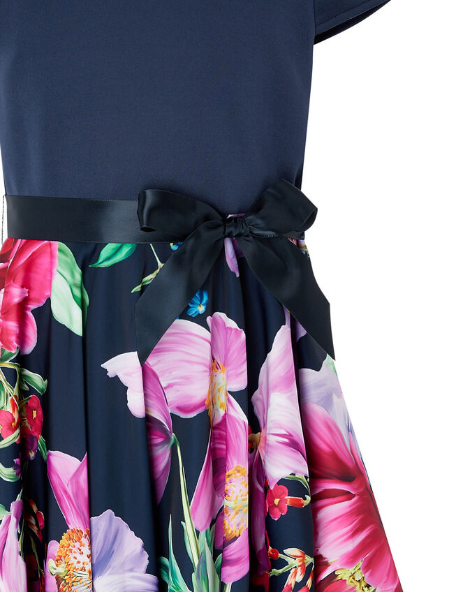 Floral Hanky Hem Dress, Blue (NAVY), large