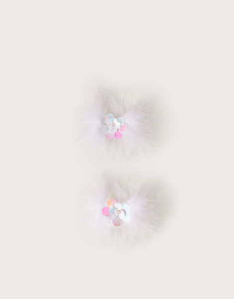 2-Pack Feather Sequin Flower Hair Clips, , large