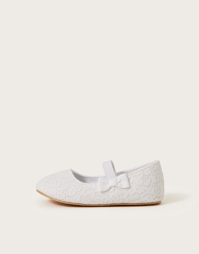 Baby Lace Bow Walker Shoes, Ivory (IVORY), large