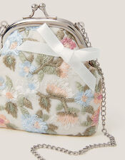 Floral Embroidered Clip Frame Bag, , large