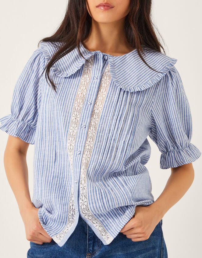 Winnie Lace Stripe Shirt, Blue (BLUE), large