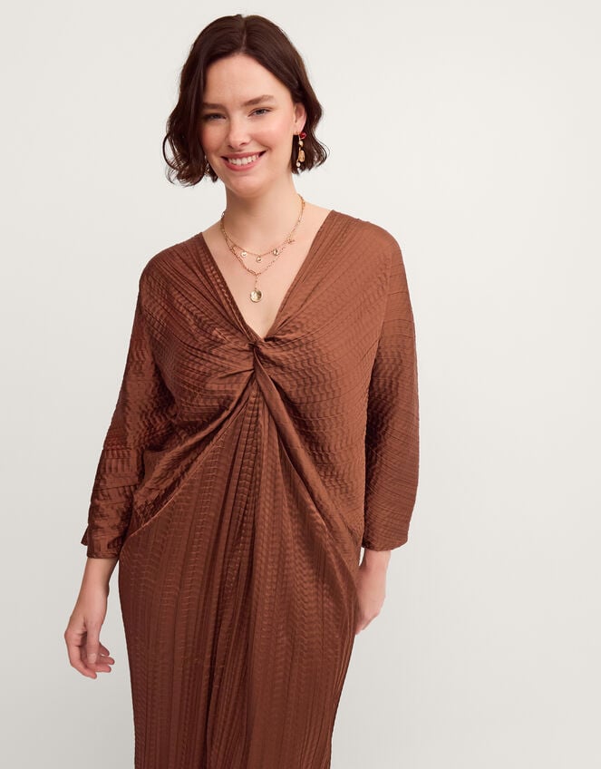 Callie Thorpe x Monsoon Twist Textured Kaftan Dress , Bronze (BRONZE), large
