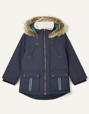 Parka Reflective Tape Coat, Blue (NAVY), large
