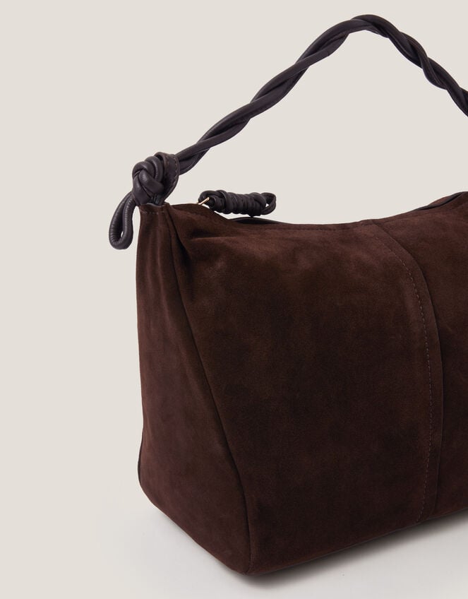 Beth Twist Handle Suede Bag, , large