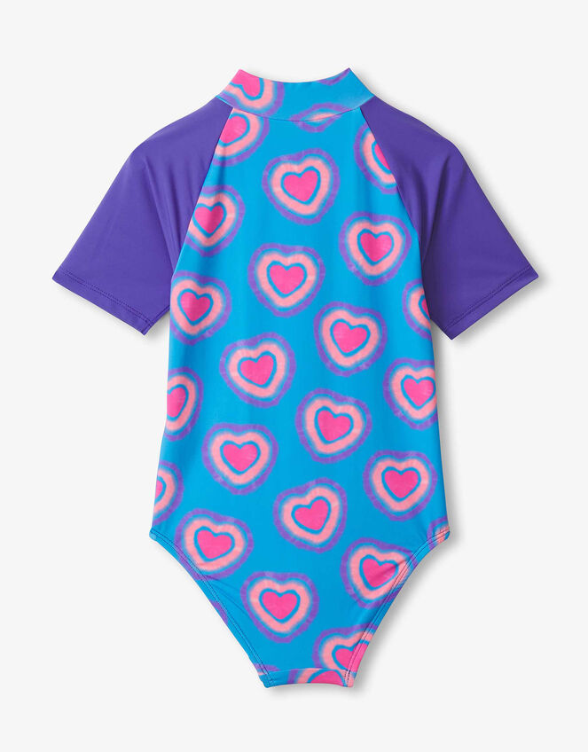 Hatley Heart Print Swimsuit, Blue (BLUE), large
