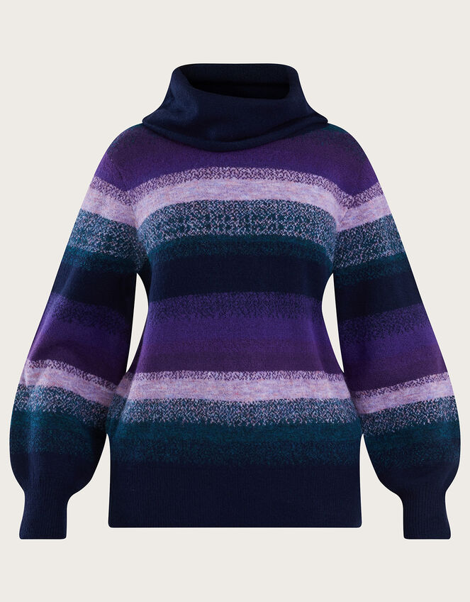 Ombre Stripe Jumper with Recycled Polyester, Purple (PURPLE), large