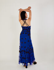 Rosa Sequin Maxi Dress in Recycled Polyester, Blue (COBALT), large