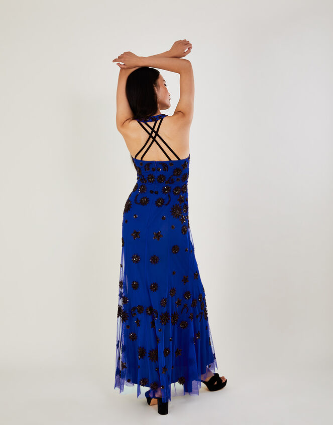 Rosa Sequin Maxi Dress in Recycled Polyester, Blue (COBALT), large