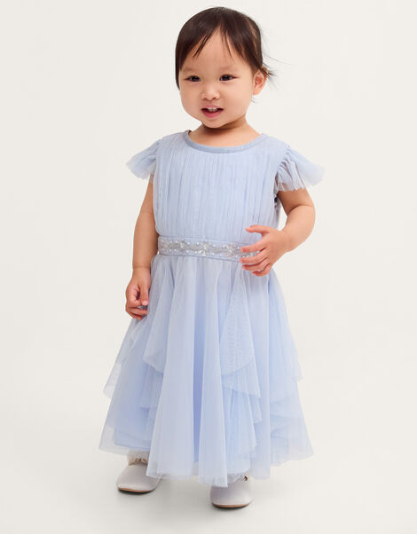 Baby Pennie Mesh Party Dress, Blue (PALE BLUE), large