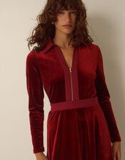 Zeyna Zip Velvet Midi Dress, Cinnamon (CINNAMON), large