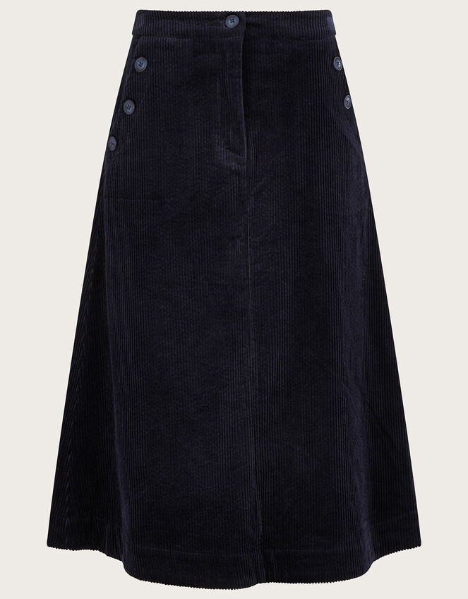 Cord Midi Skirt, Blue (MIDNIGHT), large