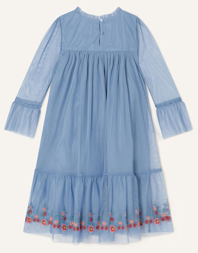 Embroidered Mesh Dress, Blue (BLUE), large