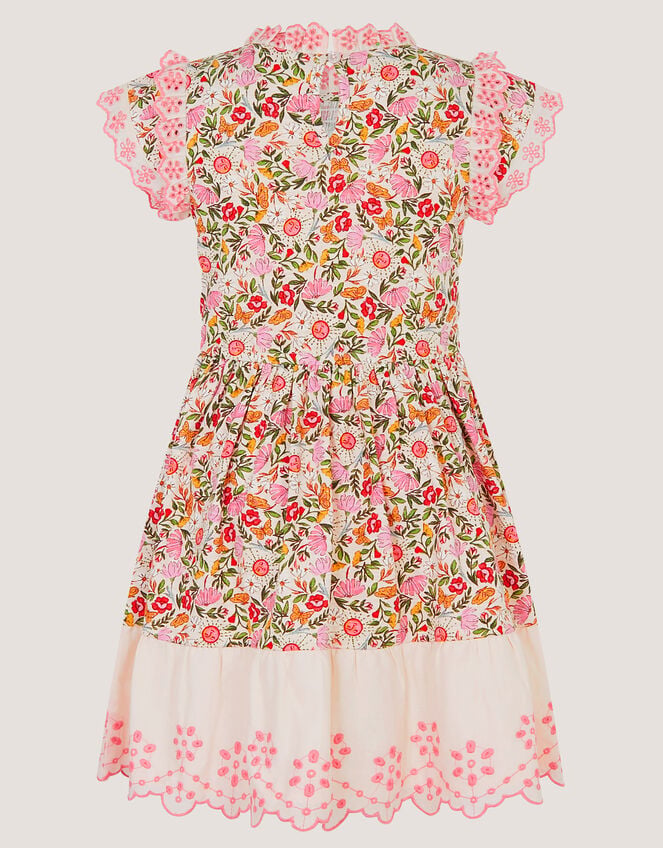 Floral Broderie Smocked Jersey Dress, Multi (MULTI), large