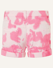Tie Dye Denim Shorts, Pink (PINK), large