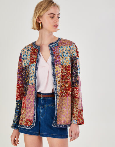 Print Patchwork Jersey Jacket Multi, Multi (MULTI), large