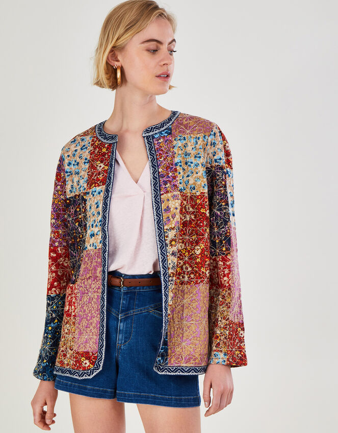 Print Patchwork Jersey Jacket, Multi (MULTI), large