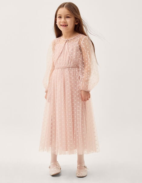 Bow Print Party Dress & Jacket, Pink (PINK), large