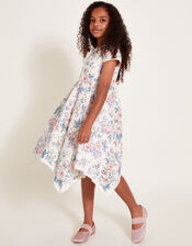 Ashleigh Short Sleeve Broderie Floral Dress, Multi (MULTI), large