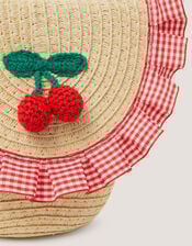 Crochet Cherry Straw Hat & Bag Set, Natural (NATURAL), large
