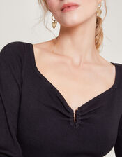 Bodice Detail Sweater with LENZINGâ„¢ ECOVEROâ„¢, Black (BLACK), large