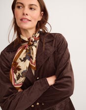 Eva Faux Suede Longline Jacket, Brown (DARK BROWN), large