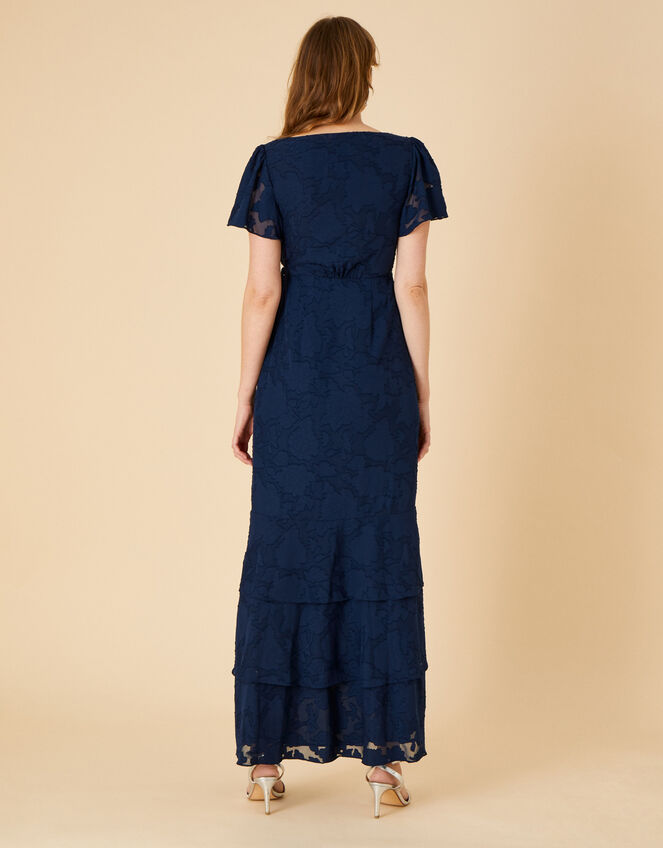 Naomi Frill Wrap Maxi Dress, Blue (NAVY), large
