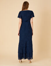 Naomi Frill Wrap Maxi Dress, Blue (NAVY), large
