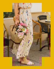 Traffic People Aurora Floral Print Maxi Skirt, Cream (CREAM), large