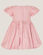 Baby Velvet Bow Bubble Hem Dress, Pink (DUSKY PINK), large